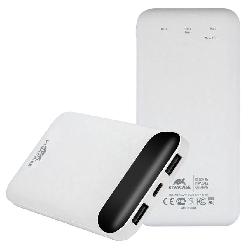 Power Bank Rivacase 10000 mAh, VA2240, White