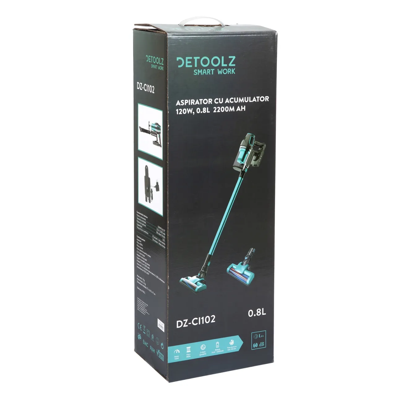 Пылесос с аккумулятором Detoolz 120W, 0,8L 2200mAh — 13