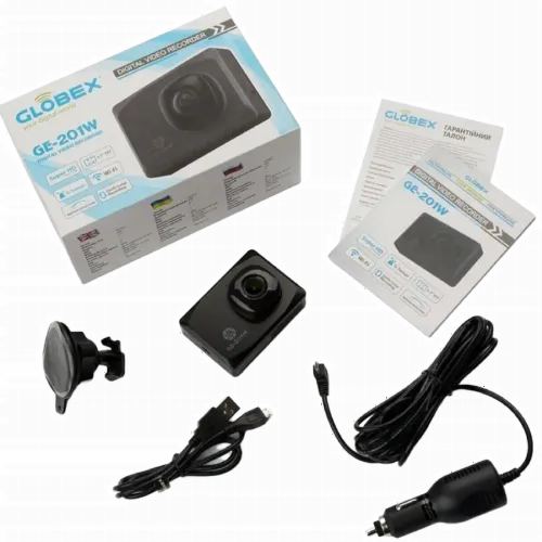 Cameră auto DVR Globex GE-201w, 2304 x 1296, Negru