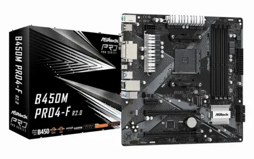 Placă de bază ASRock B450M PRO4-F R2.0, AM4, AMD B450, Micro-ATX
