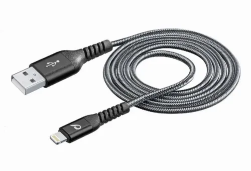 Cablu încărcare și sincronizare Cellularline Tetraforce Cable 200cm - Lightning, USB Type-A/Lightning, 2m, Negru