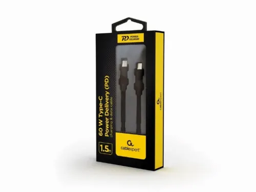  Blister Type-C/Type-C, CM/CM,  1.5 m,  60W charging power, Cablexpert, Black