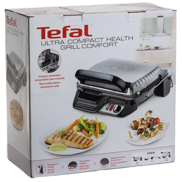 Grătar electric Tefal Ultracompact, 2000W, Argintiu