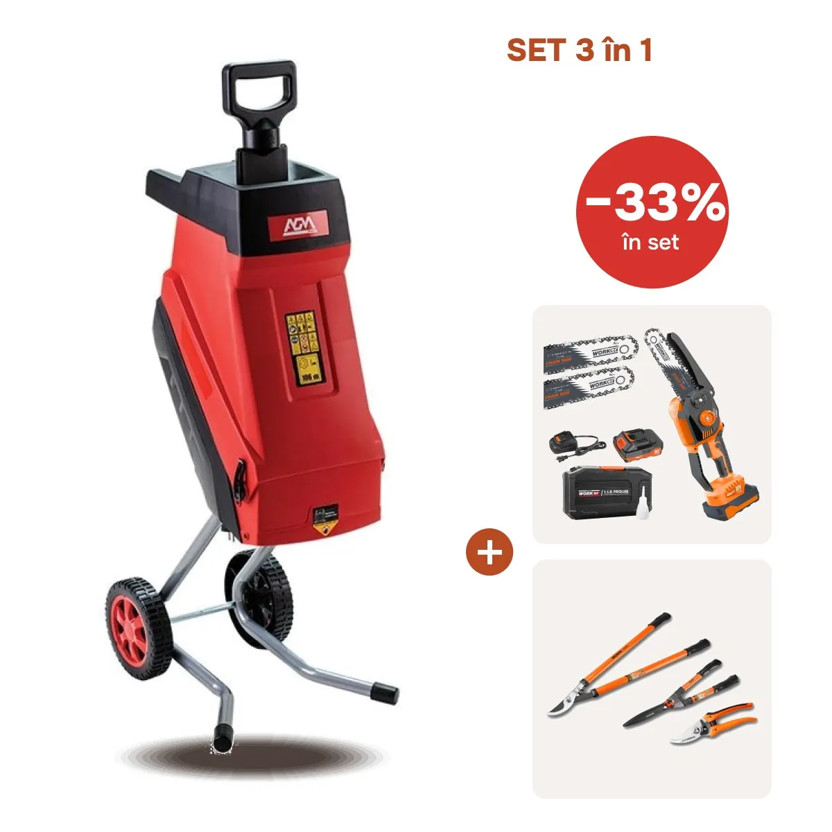TikTok Tocator AGM AS 2520 + Fierestrau PROLINE + Set din 3 foarfece
