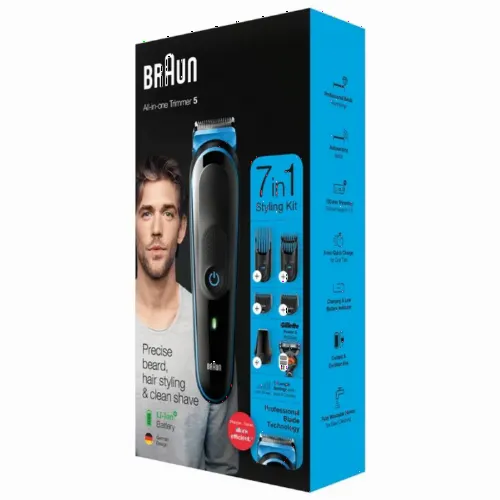 Trimmer pentru bărbați Braun All-in-One Trimmer MGK5245, Negru | Albastru
