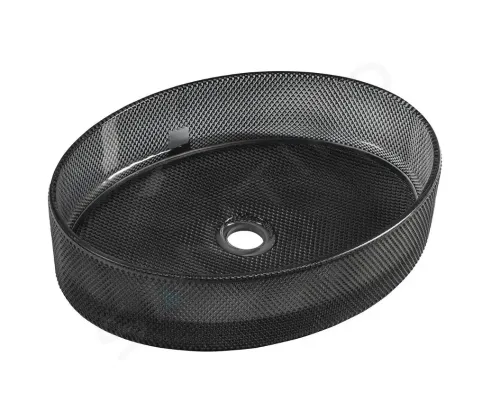 Lavoar din sticla securizata SanDonna Vela Oval (Negru)