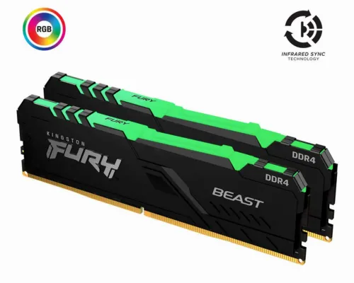 Memorie RAM Kingston FURY Beast RGB, DDR4 SDRAM, 3200 MHz, 64GB, KF432C16BBAK2/64