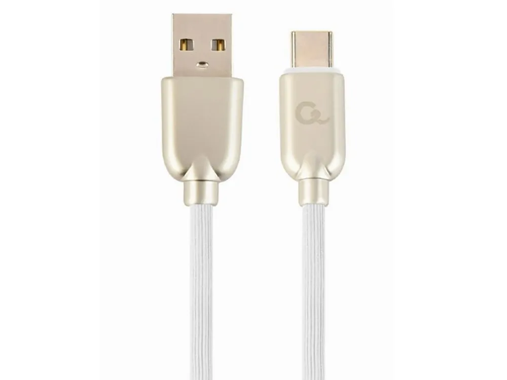 Blister Type-C /USB2.0, AM/CM,  2.0m, Cablexpert Premium Ruber White, CC-USB2R-AMCM-2M-W