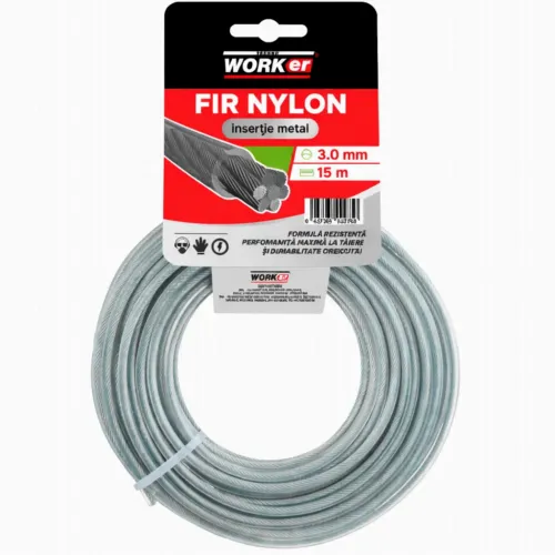 Fir Nylon TECHNOWORKER rotund 3.0 mm x 15 m cu insertie metalica
