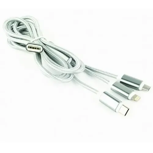 Cablu încărcare și sincronizare Cablexpert CC-USB2-AM31-1M-S, USB Type-A/Micro USB, Type-C, Lighting, 1m, Argintiu