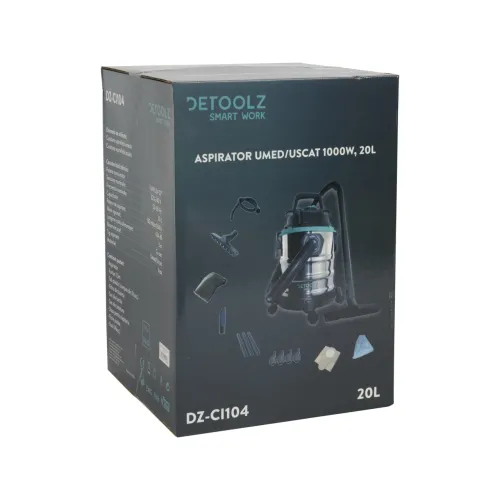 Aspirator industrial Detoolz 1000W, 20L (uscat umed) 