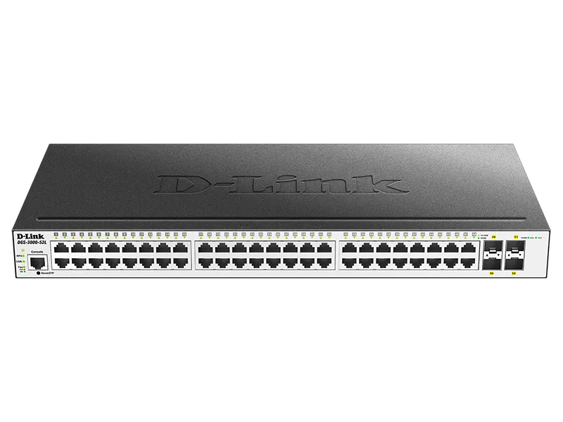 Switch de rețea D-Link DGS-3000-52L, 48x 10/100/1000 Mbps, 4x SFP