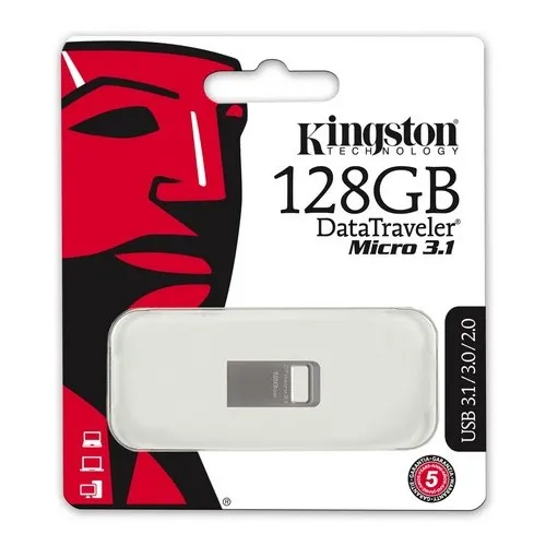 USB Flash накопитель Kingston DataTraveler Micro 3.1, 128Гб, Серебристый