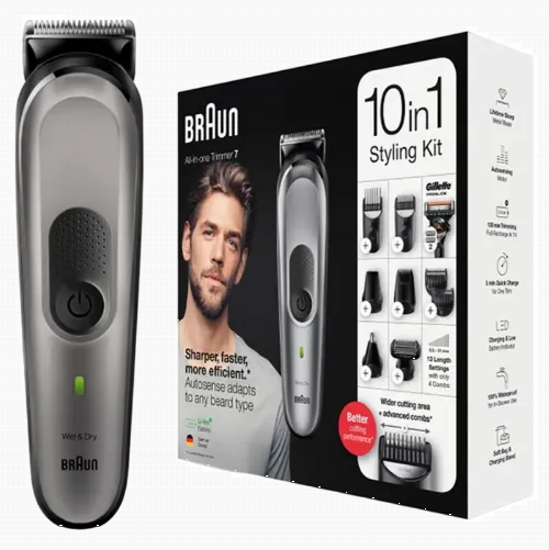 Trimmer pentru bărbați Braun MGK7320, Gri | Argintiu