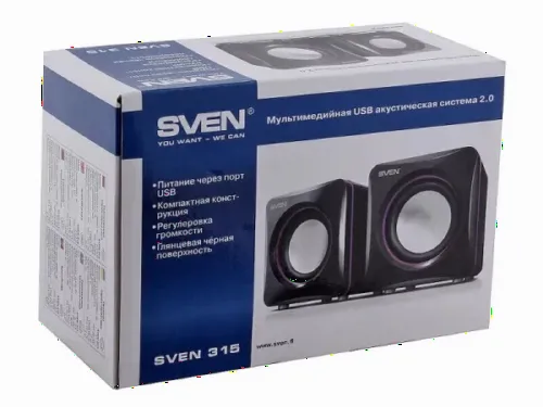 Компьютерные колонки 2.0 SVEN "315", Чёрный