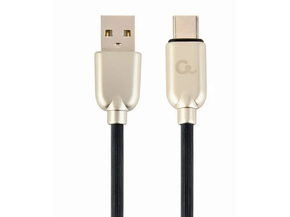  Blister Type-C /USB2.0, AM/CM,  1.0m, Cablexpert Premium Ruber Black, CC-USB2R-AMCM-1M