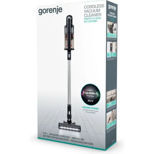 Вертикальный Пылесос Gorenje SVC252FMBK, Чёрный