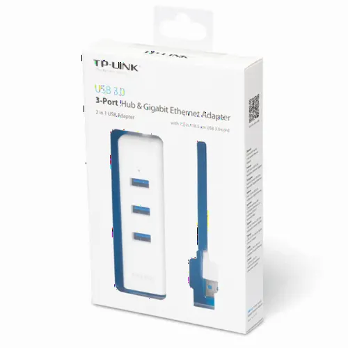 Adaptor USB 3.0 UE330 2 în 1- Adaptor Gigabit Ethernet & 3-Port Hub UE330 TP-LINK