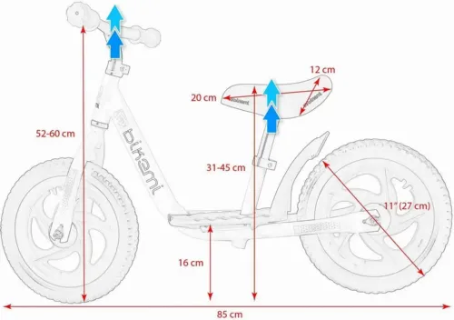 Bicicleta fara pedale|  pentru copii JUMI (Acvamarin)