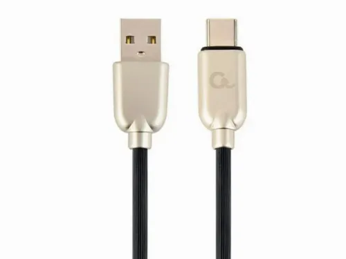  Blister Type-C /USB2.0, AM/CM,  1.0m, Cablexpert Premium Ruber Black, CC-USB2R-AMCM-1M