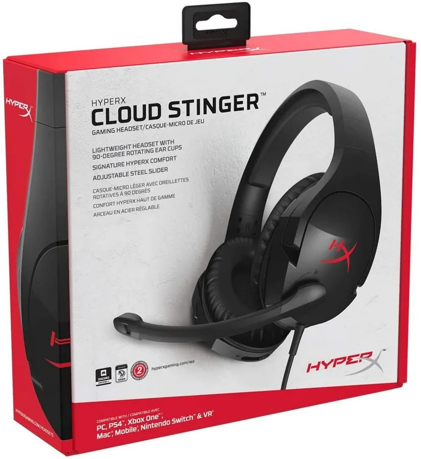 Игровая Гарнитура HyperX Cloud Stinger, Проводной аналоговый, Чёрный/Красный 