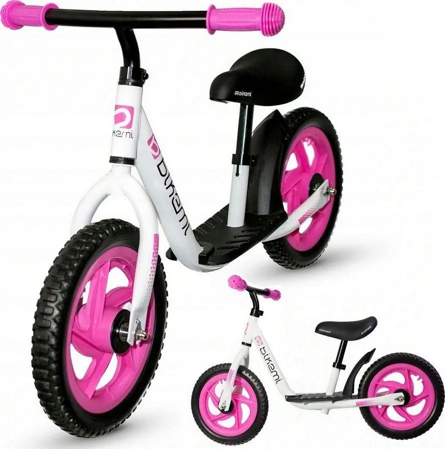 Bicicleta fara pedale| pentru copii JUMI (alb/roz)