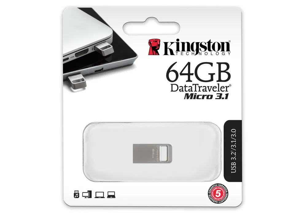 Memorie USB Kingston DataTraveler Micro 3.1, 64GB, Argintiu
