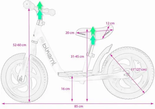 Bicicleta fara pedale| pentru copii JUMI (alb/roz)