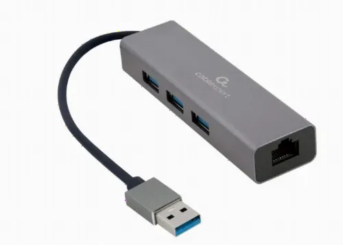Adaptor Hub Cablexpert A-AMU3-LAN-01, Gri