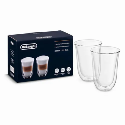 Pahare pentru latte De'Longhi 330ml 2pcs, Transparent