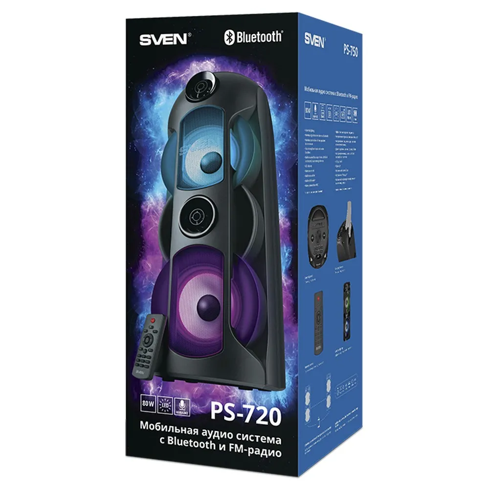 Портативная колонка SVEN PS-750, Чёрный