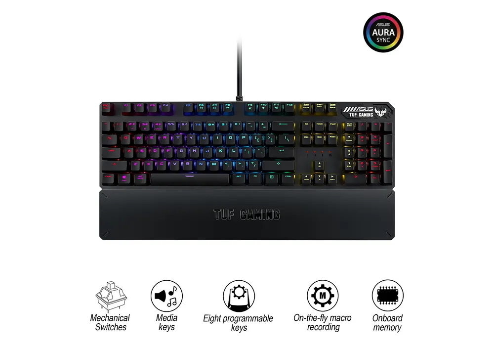 Gaming Keyboard Asus TUF Gaming K3, Mechanical, Aluminum fram, RGB, Wrist Rest, US Layout