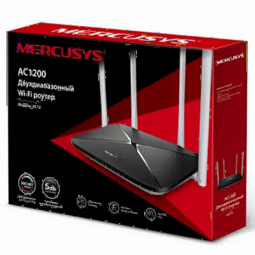 Router fără fir MERCUSYS AC12, Negru