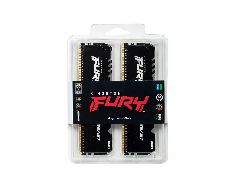 Memorie RAM Kingston FURY Beast RGB, DDR4 SDRAM, 3000 MHz, 16GB, KF430C15BBAK2/16