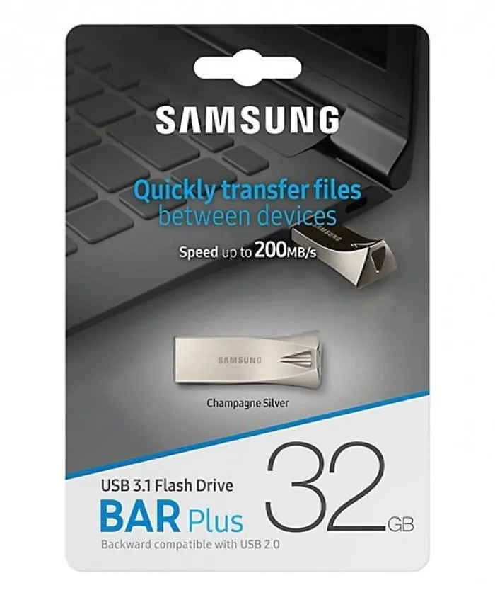 USB Flash накопитель Samsung Bar Plus, 32Гб, Серебристый