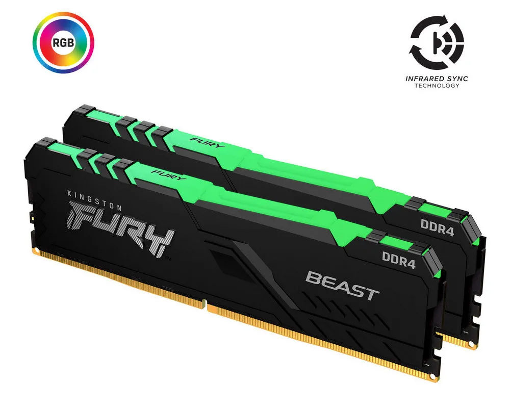 Memorie RAM Kingston FURY Beast RGB, DDR4 SDRAM, 3000 MHz, 16GB, KF430C15BBAK2/16