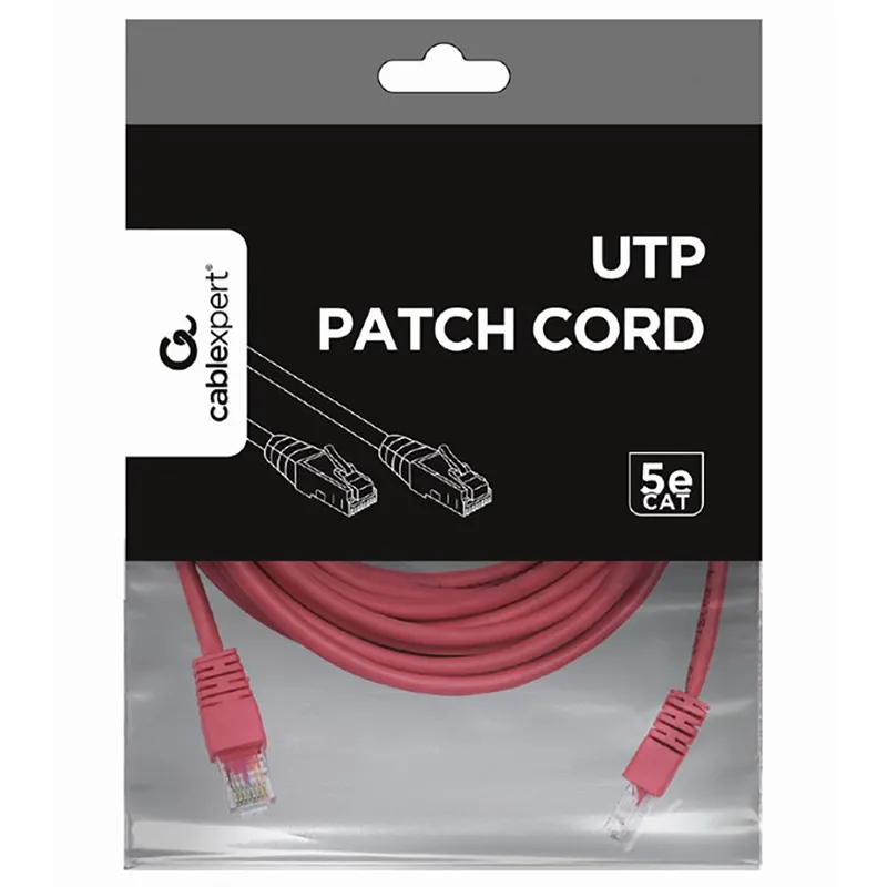 Патч-корд Cablexpert PP12-5M/RO, CAT5e UTP, 5м, 