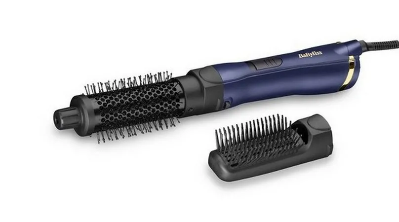 Uscător de păr-perie BaByliss Midnight Luxe AS84PE, 800 W, Albastru