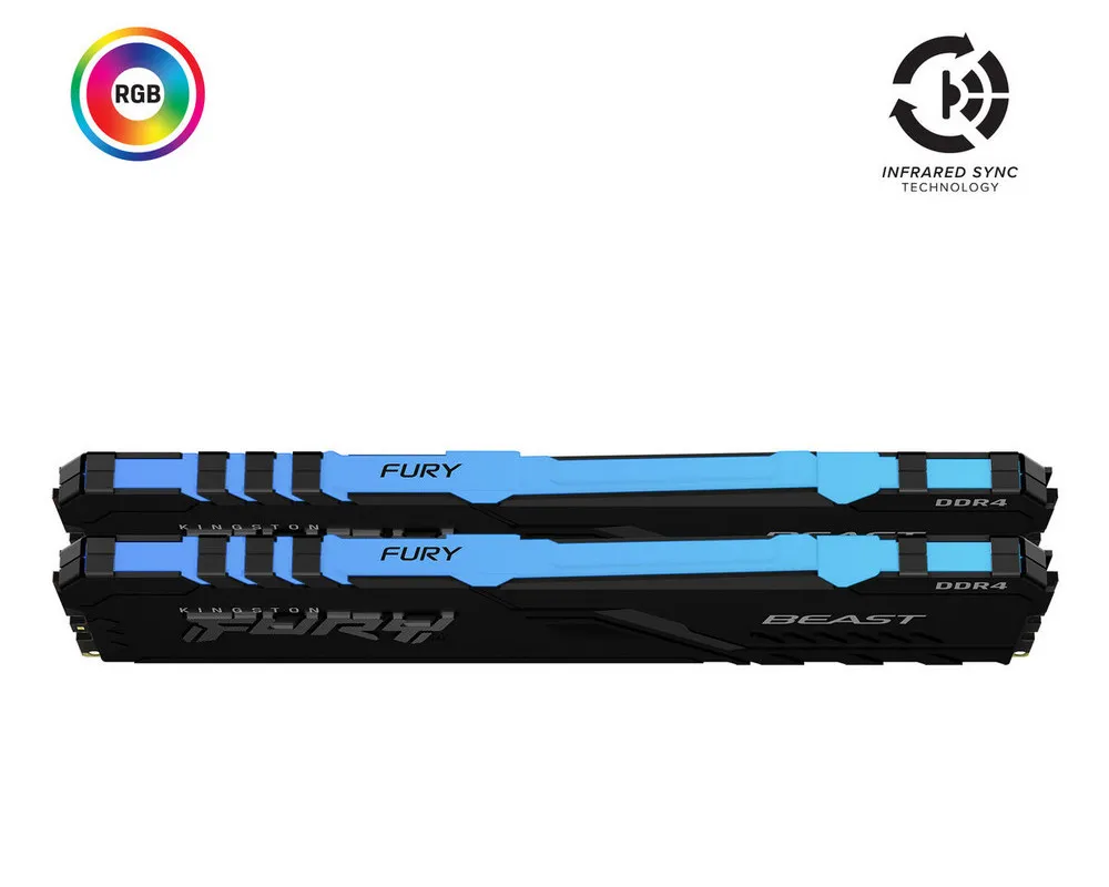 Memorie RAM Kingston FURY Beast RGB, DDR4 SDRAM, 3000 MHz, 16GB, KF430C15BBAK2/16