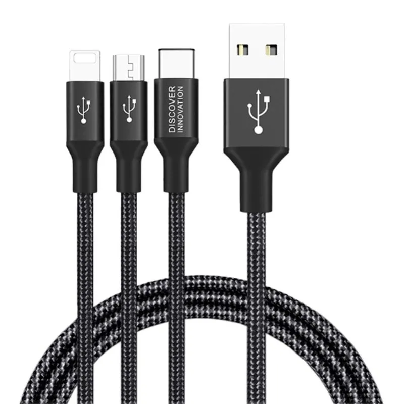 Кабель для зарядки и синхронизации Nillkin Swift, Micro-USB/Type-C/Lightning, USB Type-A/Micro USB, Type-C, Lighting, 1,5м, Чёрный