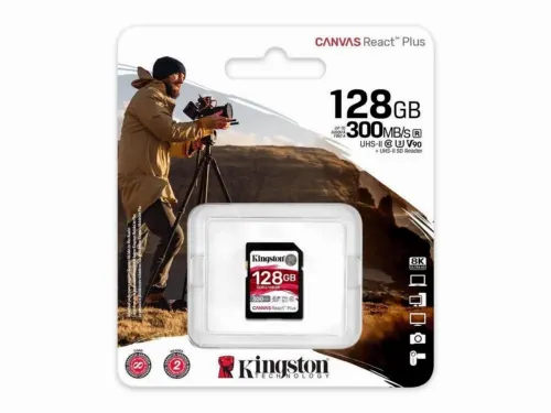 .128GB  SDXC Card (Class 10) UHS-II , U3, Kingston Canvas React Plus 