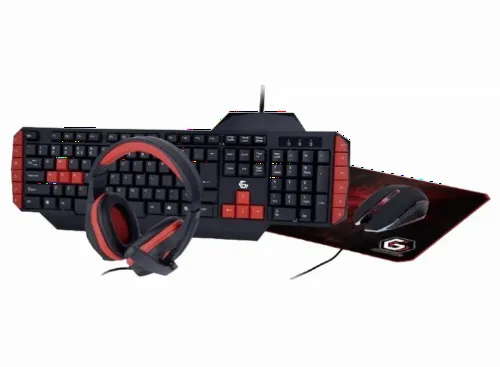 Set Tastatură + Mouse + Mouse Pad + Căști Gembird GGS-UMG4-02, Cu fir, Negru/Rosu