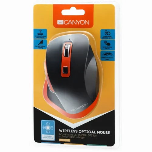 Mouse Wireless Canyon MW-14, Negru/Portocaliu