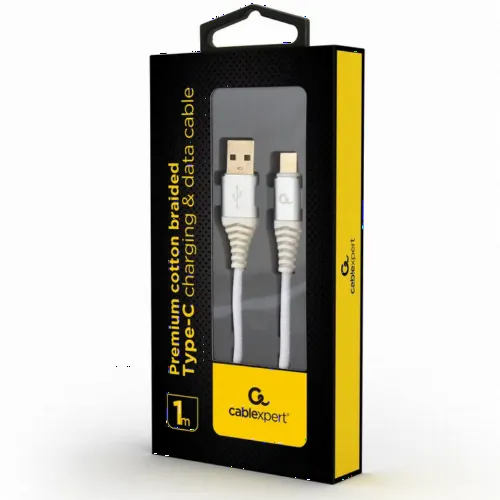 Cablu de încărcare Cablexpert CC-USB2B-AMCM-1M-BW2, USB Type-C/USB Type-A, 1m, Alb