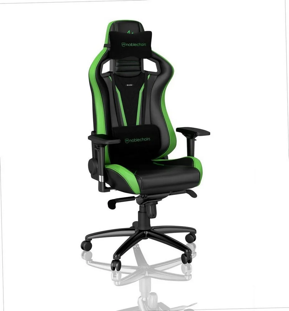 Scaun Gaming Noblechairs Epic, PU Piele, Negru/Verde