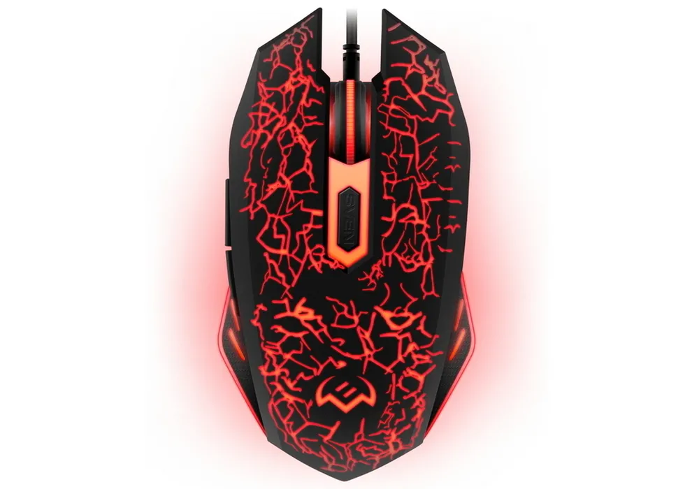 Gaming Mouse SVEN GX-950, Optical 600-1600 dpi, 6 buttons, 4 color backlight, Soft Touch ,Black, USB