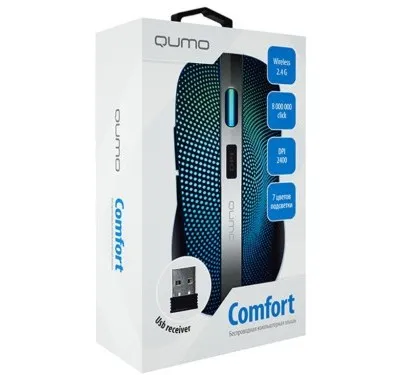 Mouse Wireless QUMO Comfort, Negru/Albastru