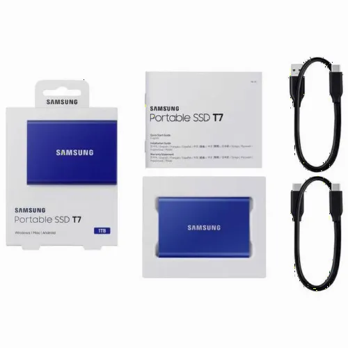 SSD portabil extern Samsung Portable SSD T7, 1 TB, Albastru (MU-PC1T0H/WW)