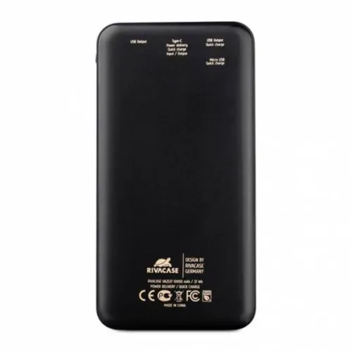 Acumulator extern RivaCase VA2537, 10000mAh, Negru