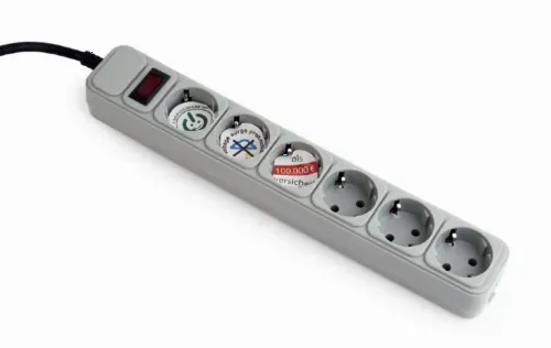 Сетевой фильтр Gembird GMB SPG6-B-6C, 6 Розеток, 1,8 м, Серый
